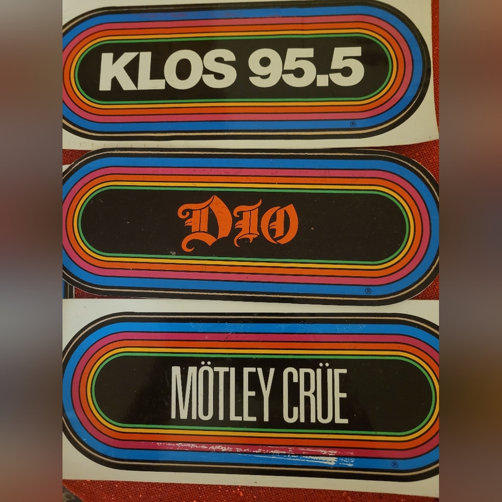 Motley Crue, DIO, KLOS concert stickers